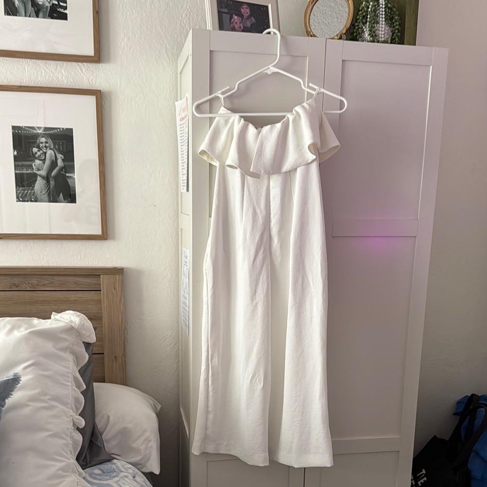 Elegant White Ruffle Jumpsuit From Aritzia